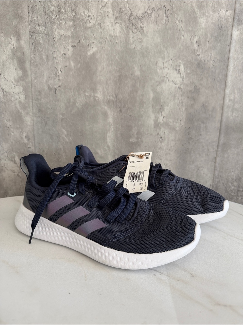 adidas puremotion Navy Running Sneakers with Purple Stripes sz 7.5 women’s